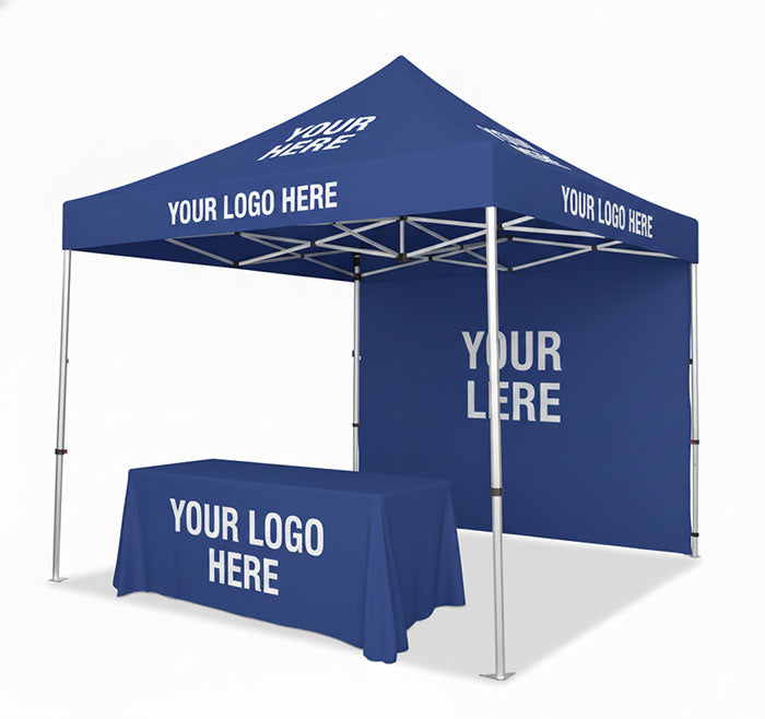 Custom Canopy Tent with Back Wall & Table Cover