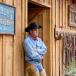 cowboy at a ranch, custom ranch flags